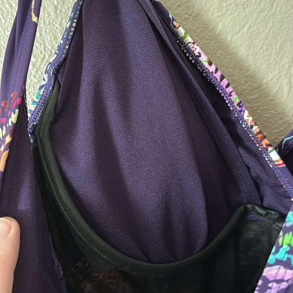 Lauren Ralph Lauren EGGPLANT Captiva Paisley Underwire One-Piece Swimsuit, US 10 - Picture 9 of 10